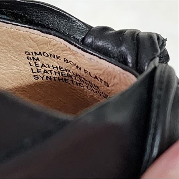 J Jill Black Leather Bow Pointed Toe Flats Shoes Women's Size 6 - Picture 8 of 10